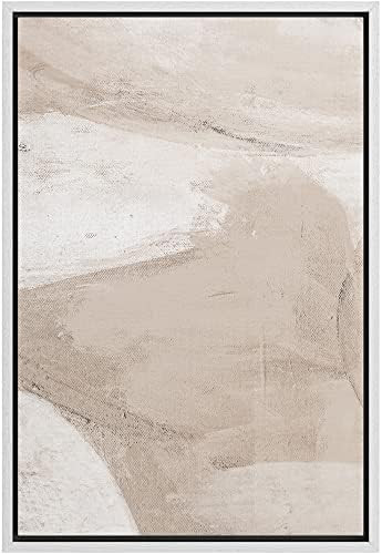Zenobia Framed Canvas Print Wall Art Brown Gray Pastel Paintstroke Landscape Abstract Shapes Illu... | Amazon (US)