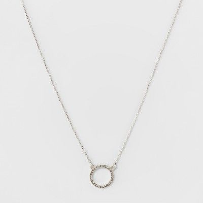 Pave Open Circle Short Necklace - A New Day™ Silver | Target