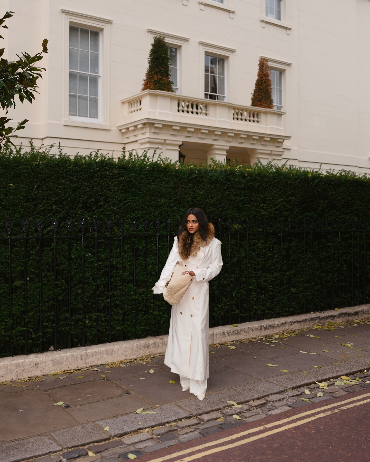 Karen Millen UK + IE + DE + NL Soft Signature Trench Coat, Brown Fur Collar, Saint Laurent ICARE Maxi Shopping Bag Quilted Suede Tote Beige YSL Logo JAPAN, Saint Laurent 110mm L'entracte slingback pointed-toe pumps, GRWM Outfit ,UK Fashion ,UK Women ,London lifestyle, Autumn look, Evening Outfit, Date night outfit, Date night, Street style, Work wear outfit, Fall Office wear outfit, Autumn Style, Fall style, Fall look ,Autumn outfit ,Autumn outfits 

 #LTKuk #LTKautumn #LTKworkwear