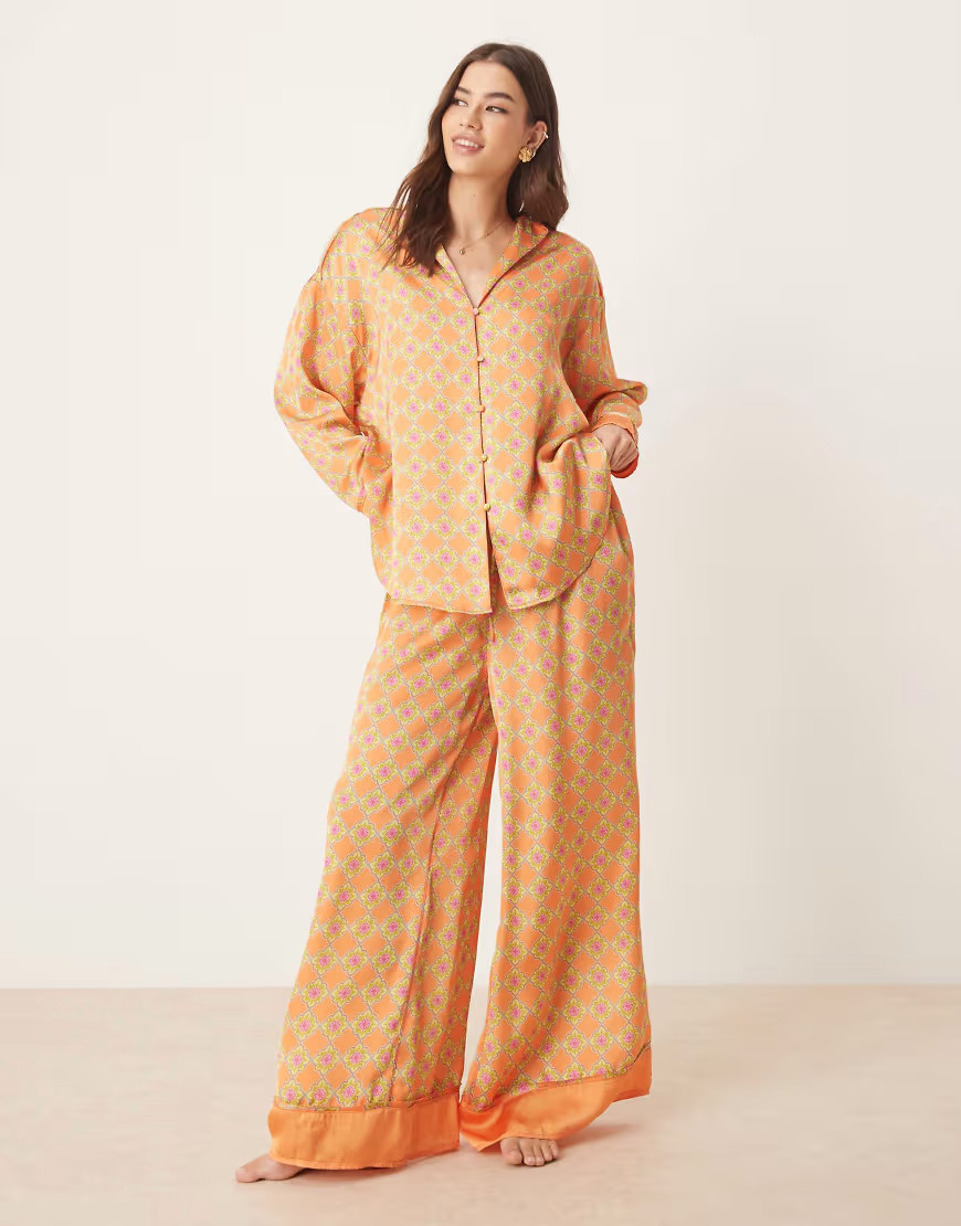 Free People dreamy days sleepwear pajama set in orange combo-Purple | ASOS (Global)