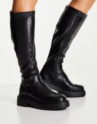 New Look chunky knee high boot in black | ASOS (Global)