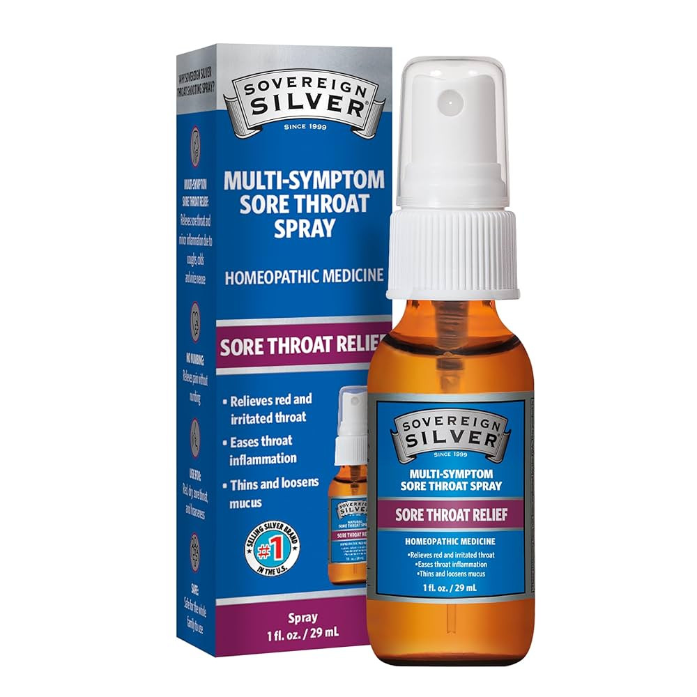 Sovereign Silver Sore Throat Spray - Colloidal Silver Throat Spray, Immune Support Supplement for... | Amazon (US)