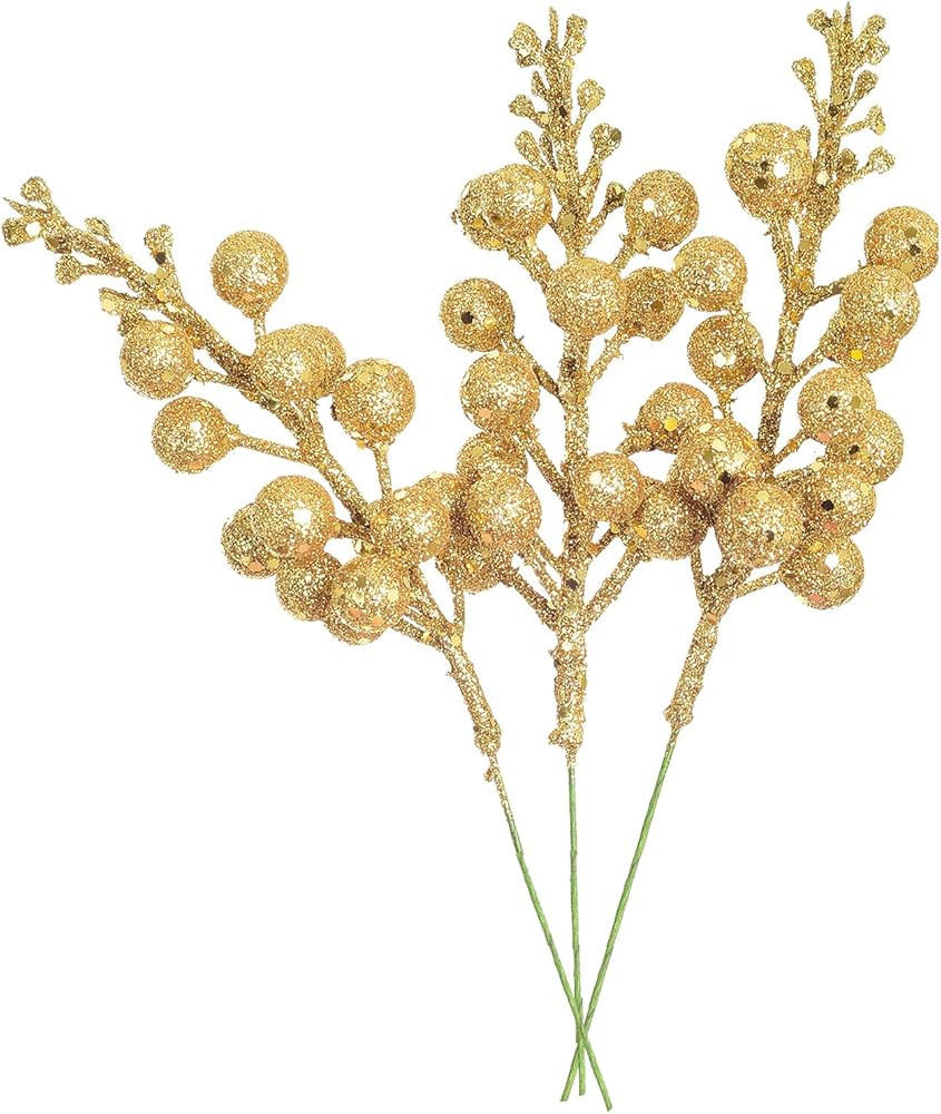 Artiflr 14 Pack Christmas Glitter Berries Stems, 7.8Inch Artificial Christmas Picks for Christmas... | Amazon (US)