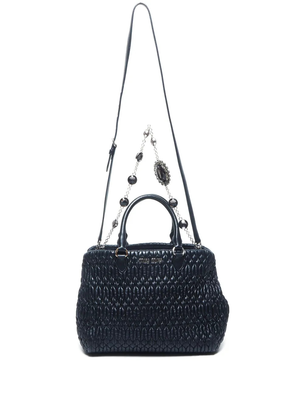 Miu Miu Pre-Owned 2000s matelassé shoulder bag - Black | Farfetch Global