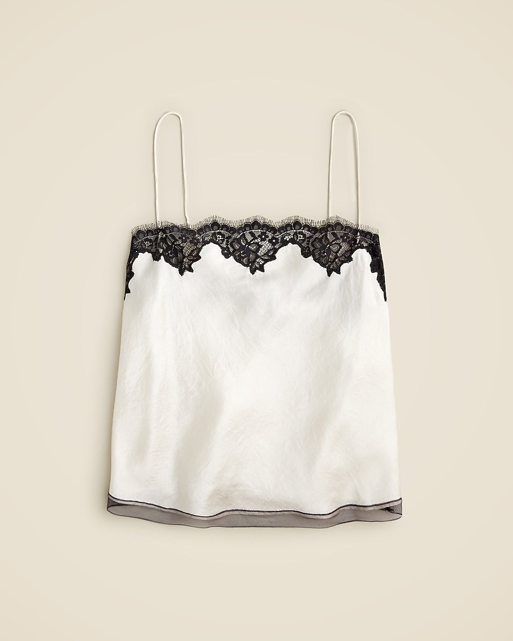 Lace-trim camisole top in textured satin | J. Crew US