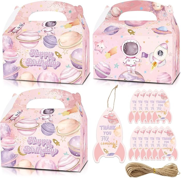 KARAQY Pink Space Party Favor Boxes 12 Pcs Gift Boxes | Amazon (US)