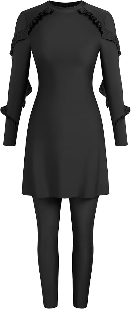 ZAFUL Women Modest Muslim Swimsuits Ruffle Full Coverage Islamic Arabic Burkini 2 Pieces Bathing ... | Amazon (US)