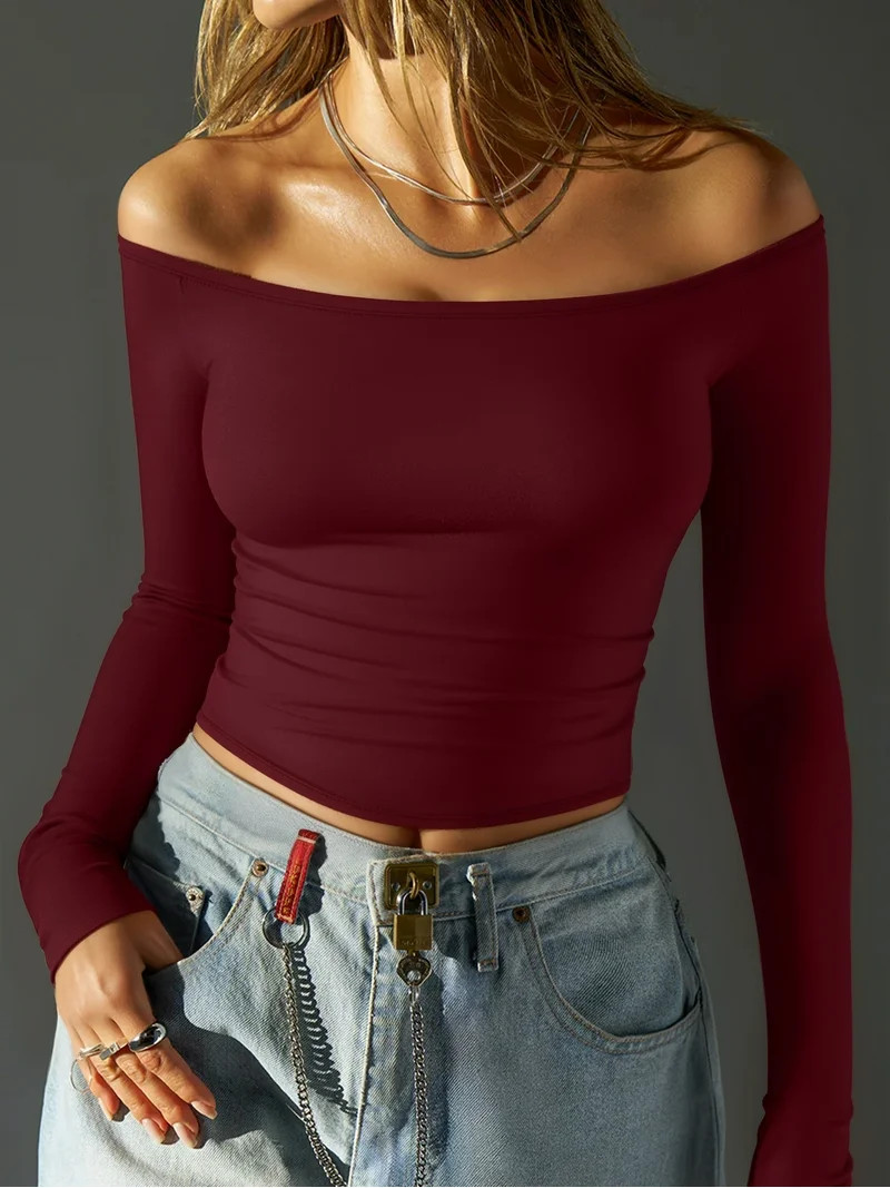 MOYIKO Off The Shoulder Tops For Women Fitted Long Sleeve Shirts Elegant | Walmart (US)