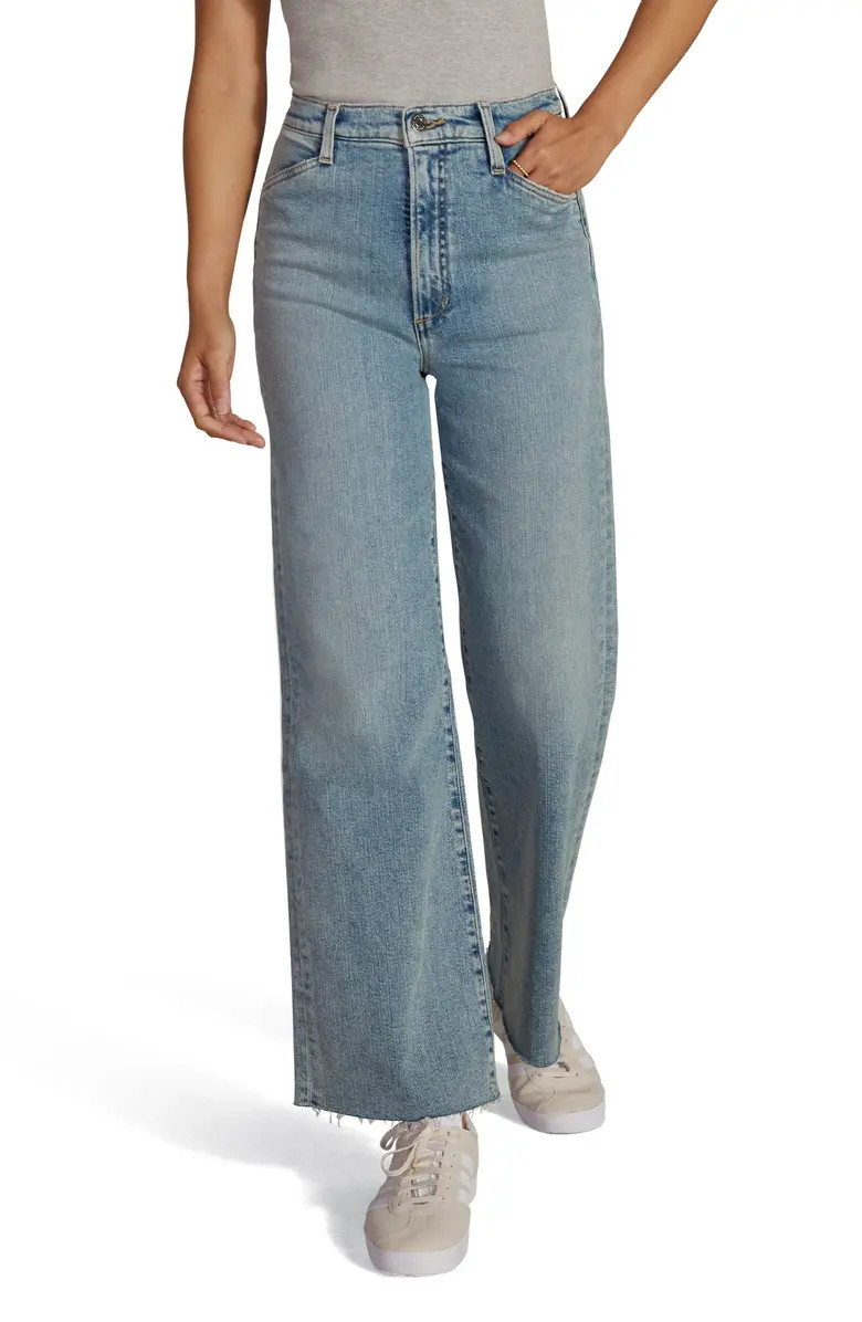 The Mischa Raw Hem Super High Waist Wide Leg Jeans | Nordstrom