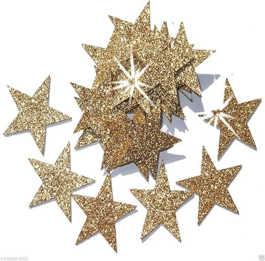 CrystalsRus Gold 25mm Self Adhesive Glitter Star Sticker Card Making Craft DIY Christmas | Amazon (US)
