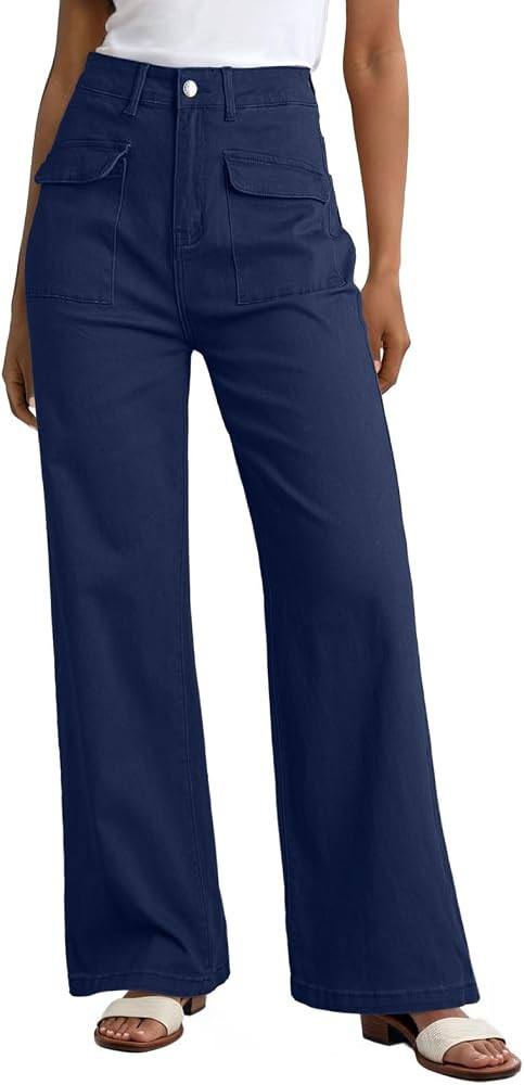 Dokotoo Women's Cargo Baggy Wide Leg High Waist Casual Stretch Pants | Amazon (US)