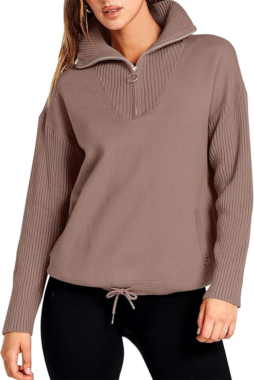 ANRABESS Women’s Oversized Long Sleeve Half Zipper Collared High Neck Pullover Sweatshirt Sweat... | Amazon (US)