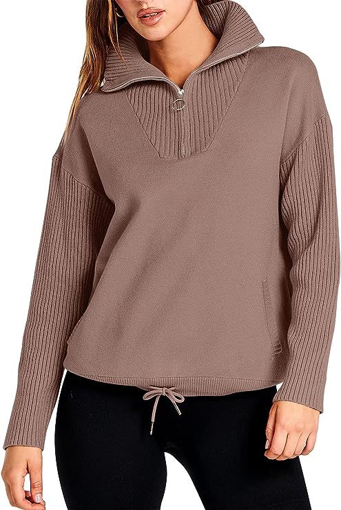ANRABESS Women’s Oversized Long Sleeve Half Zipper Collared High Neck Pullover Sweatshirt Sweat... | Amazon (US)
