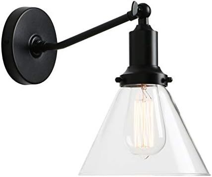 Permo Industrial Vintage Slope Pole Wall Mount Single Sconce with Funnel Flared Clear Glass Shade Wa | Amazon (US)