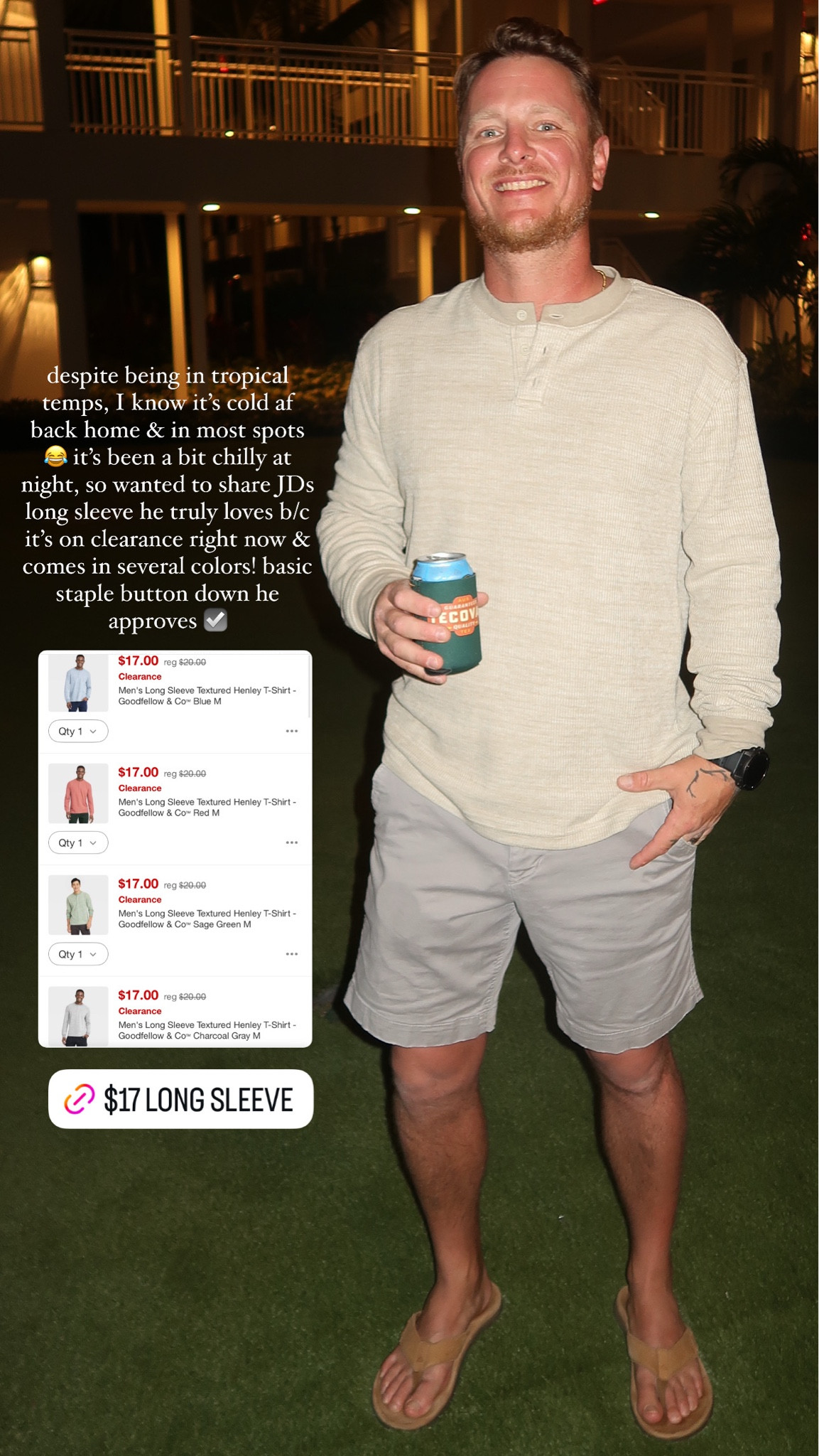 SALE ALERT‼️‼️ My handsome hubby🤎 wanted to share his long sleeve b/c he couldn’t stop saying how much he loved it last night! It’s on clearance as well & comes in many colors! He’s in the khaki / M✨ a good staple! 

For him / men’s shirts / date night / vacay / beach trip / honeymoon / Target finds / Holley Gabrielle / clearance / JD

#LTKSaleAlert #LTKMens #LTKFindsUnder50