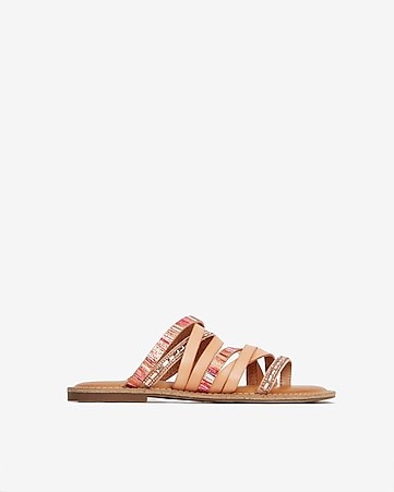 multi-strap slide sandals | Express