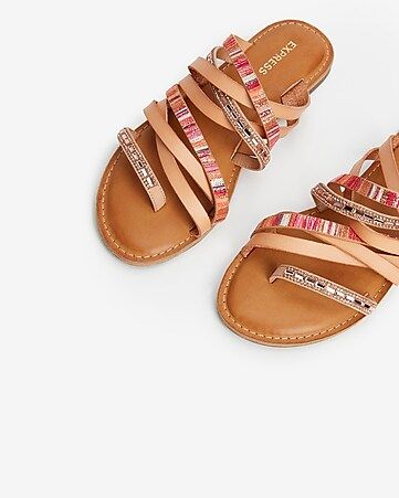 multi-strap slide sandals | Express