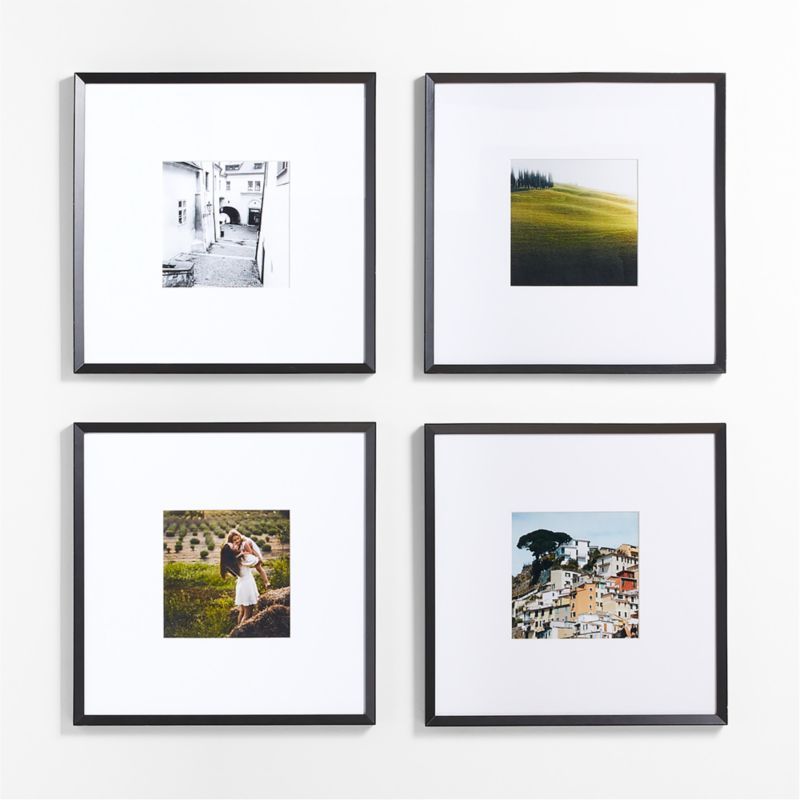 Icon Wood 4-Piece Black 11x11 Gallery Wall Picture Frame Set + Reviews | Crate & Barrel | Crate & Barrel