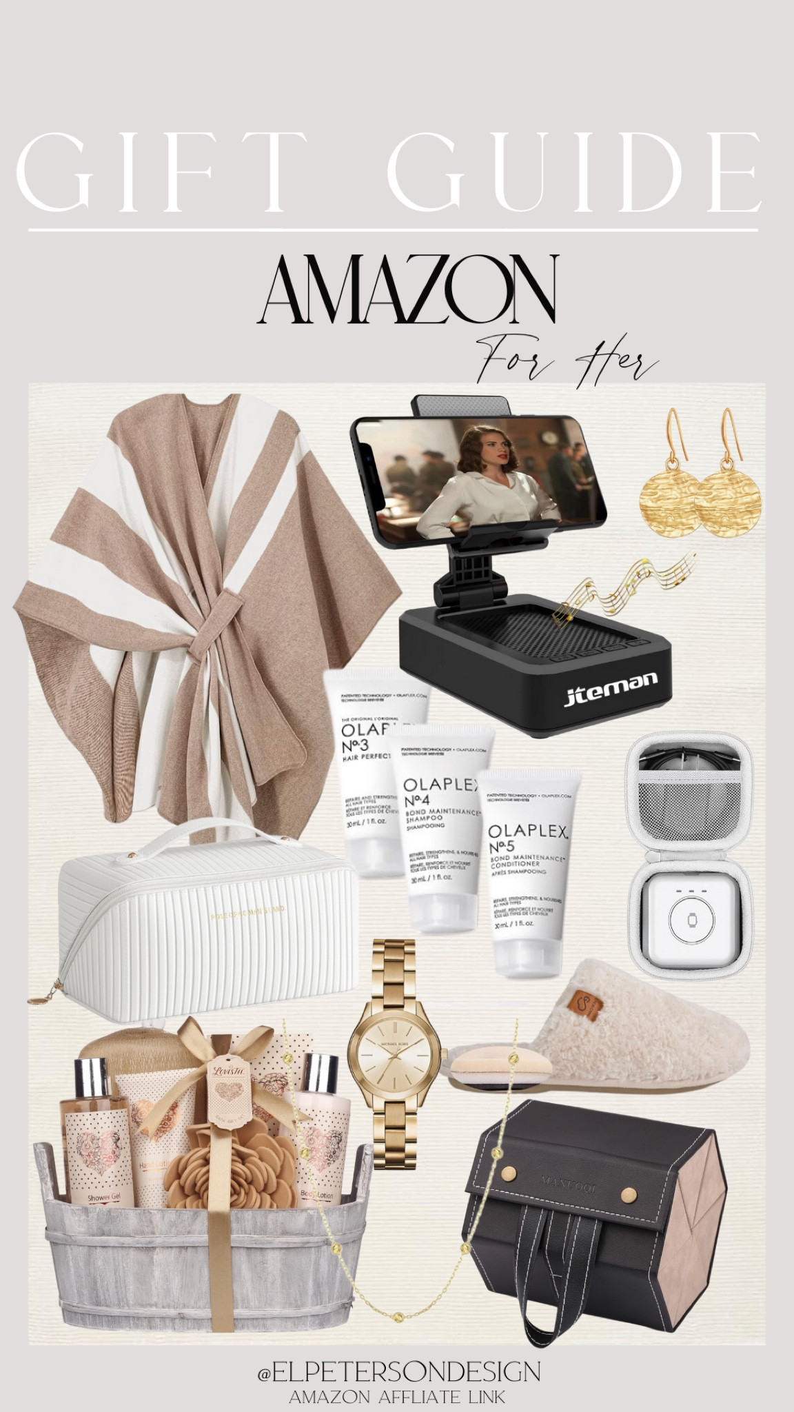 Gift basket
Olaplex
Makeup bag
Slippers
Watch
Earrings
Sunglass holder
Shawl

#LTKGiftGuide