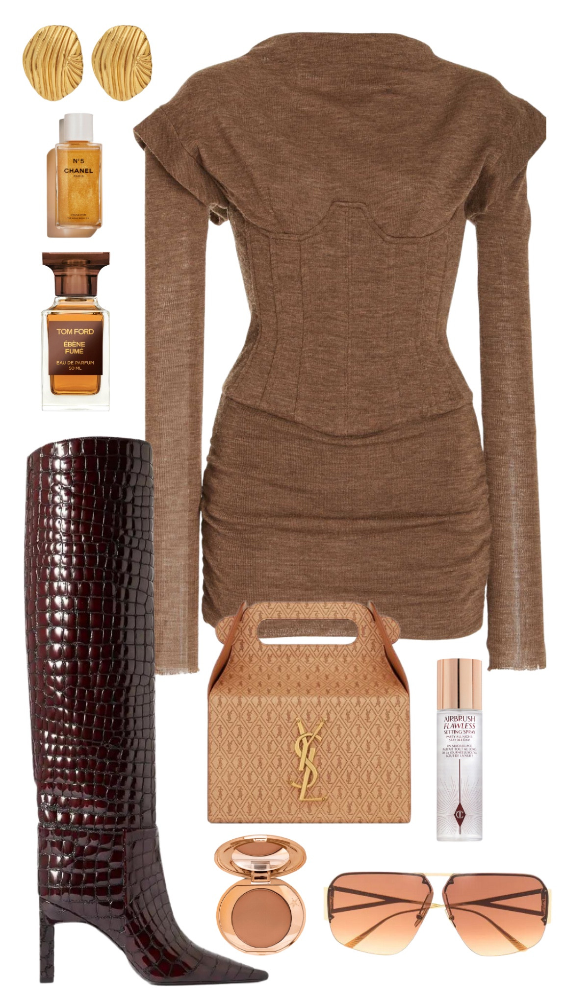 laquan smith dress
the attico boots 
ysl take away box bag
ysl earrings
tom ford ebene fume
 chanel the gold body oil
charlotte tilbury flawless finish powder
charlotte tilbury airbrush flawless setting spray


#LTKHoliday #LTKsalealert #LTKSeasonal