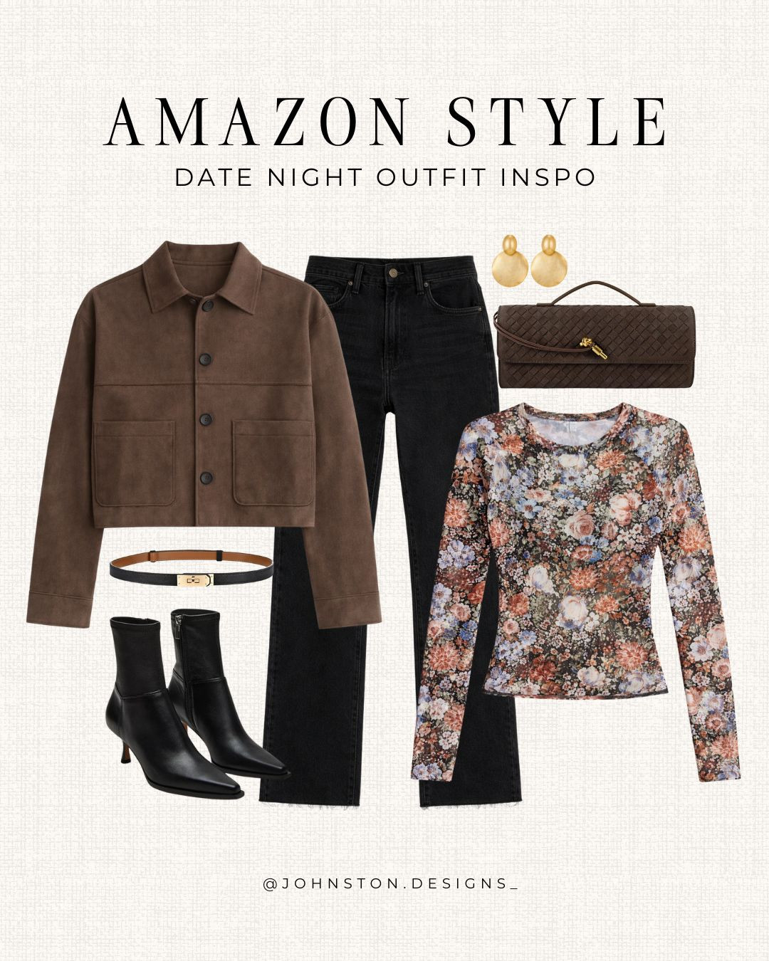 Elevate your date night look with these stylish Amazon picks. Perfect mix of trend and comfort! Floral mesh top, trending jacket, black jeans, affordable handbag. 

Amazon fashion, date night style. 

 #LTKootd #LTKFindsUnder50