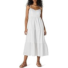 Amazon Essentials Womens Fit and Flare Empire Waisted Cotton Sateen Tiered Maxi Dress | Amazon (US)