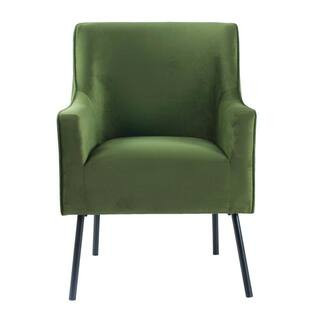 Green Velvet Modern Accent Chair (Set of 1) | The Home Depot