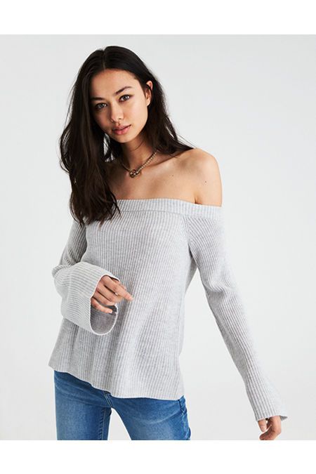 AE OFF THE SHOULDER BELL SLEEVE SWEATER | American Eagle Outfitters (US & CA)