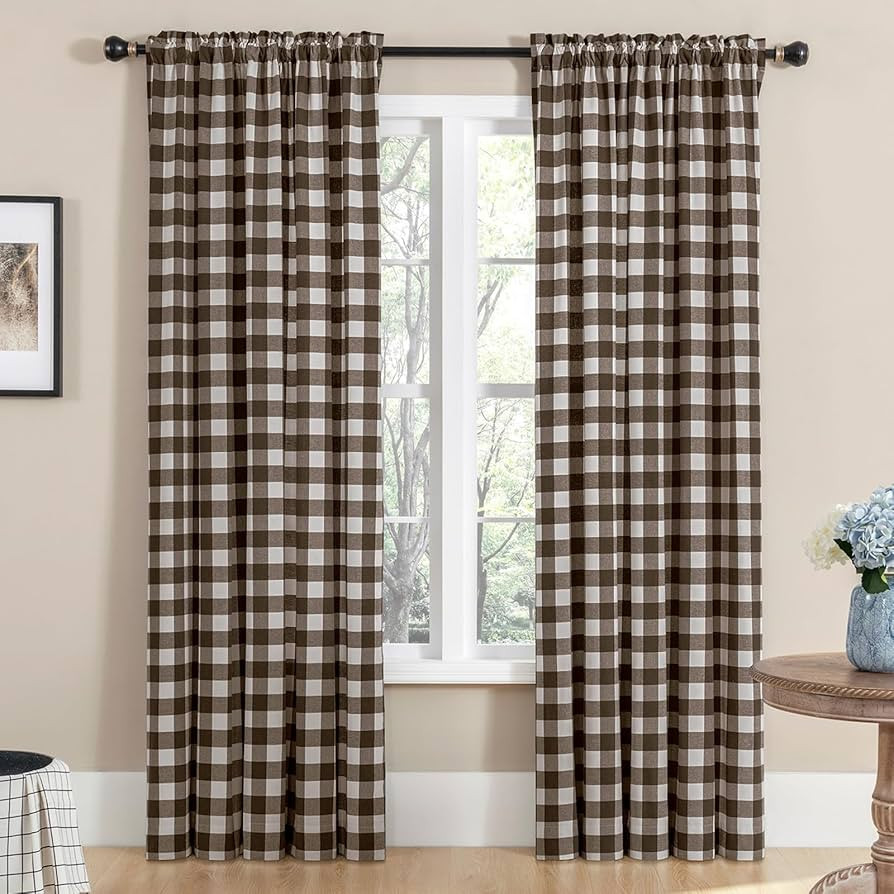 Melodieux Buffalo Check Plaid Curtains for Living Room, Bedroom Farmhouse Gingham Style Cotton Te... | Amazon (US)