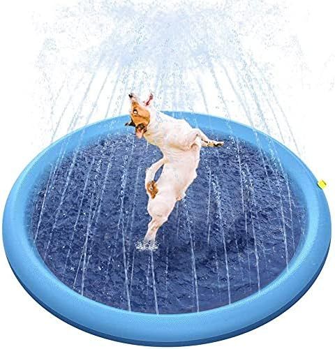 Petslovfun Non-Slip Pet Splash Sprinkler Pad for Dogs Kids Chinldren, Pets Splash Bath Pool Thick... | Amazon (US)