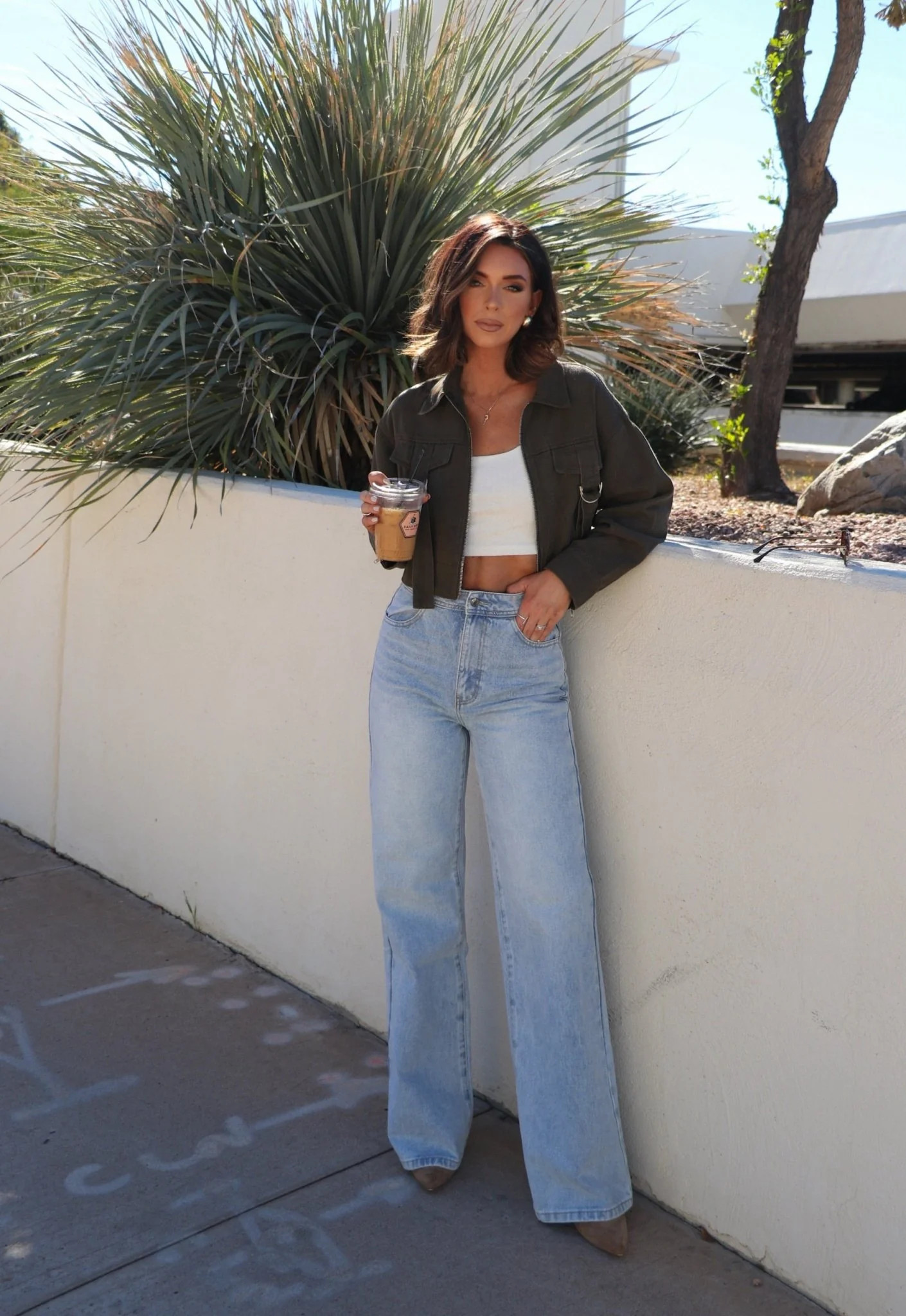 Olive Zip Up Cropped Jacket - FINAL SALE | Magnolia Boutique