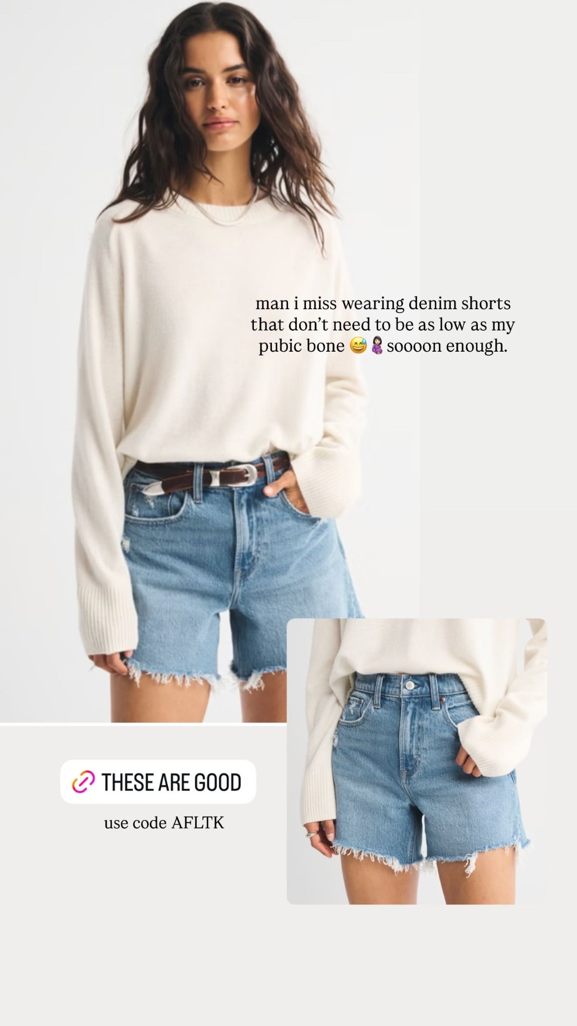 man i miss wearing denim shorts that don’t need to be as low as my pubic bone 😅🤰🏻soooon enough.  use code AFLTK