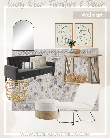 Walmart home decor - Walmart finds - living room furniture - artwork - console table - accent chair - mirror - modern farmhouse - modern home - area rug - textured throw pillow 

#LTKstyletip #LTKhome #LTKunder50