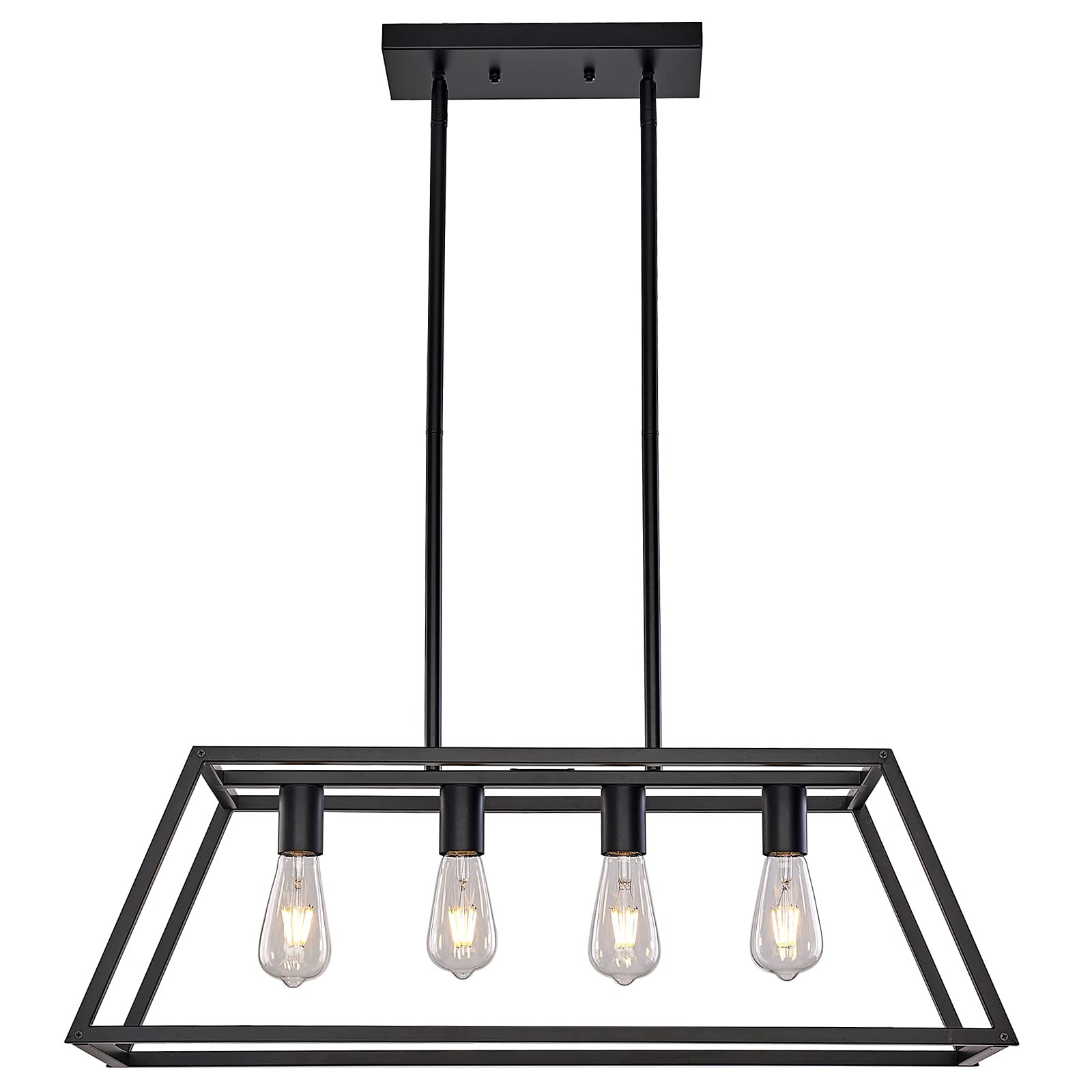 XILICON Island Table for Kitchen Black Chandeliers 4 Light Modern Dining Room Lighting Fixtures H... | Amazon (US)