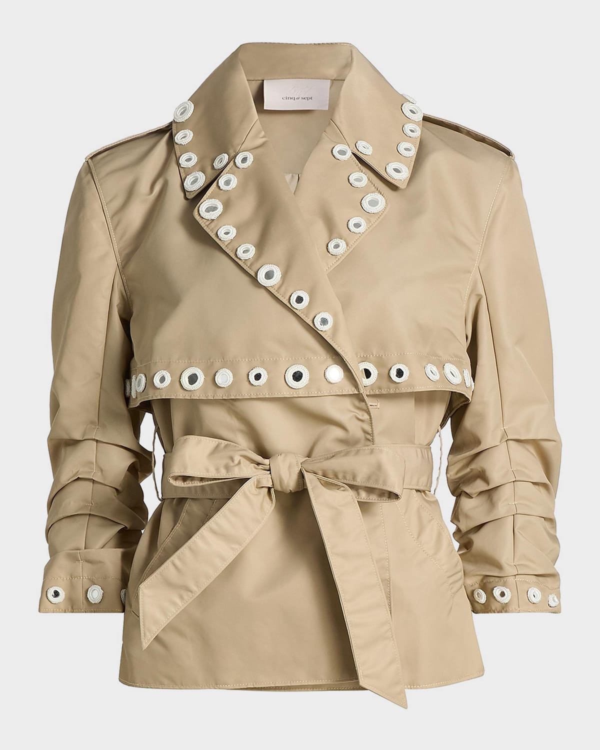 Yates Crochet Mirrors Short Trench Coat | Neiman Marcus