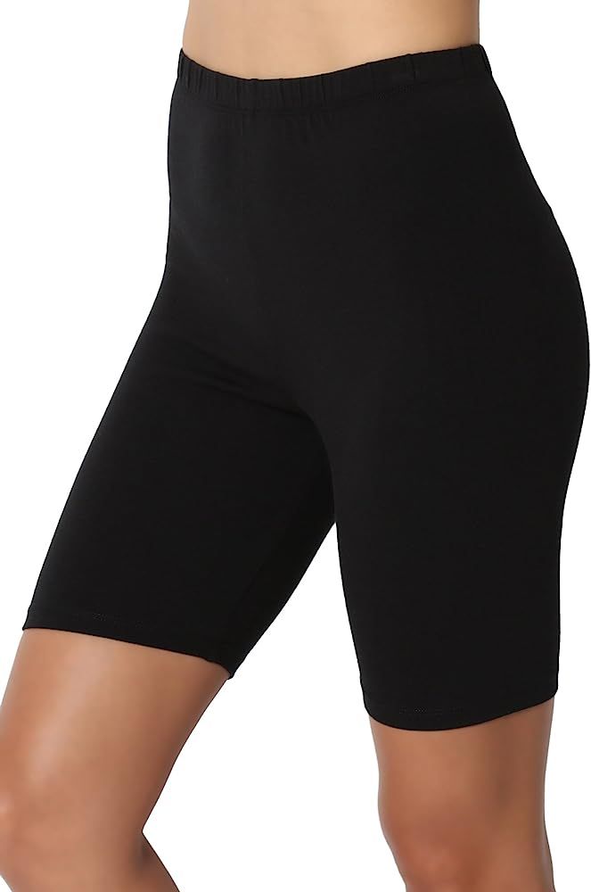 Mid Thigh Stretch Cotton Span High Waist Active Bermuda Short Leggings | Amazon (US)