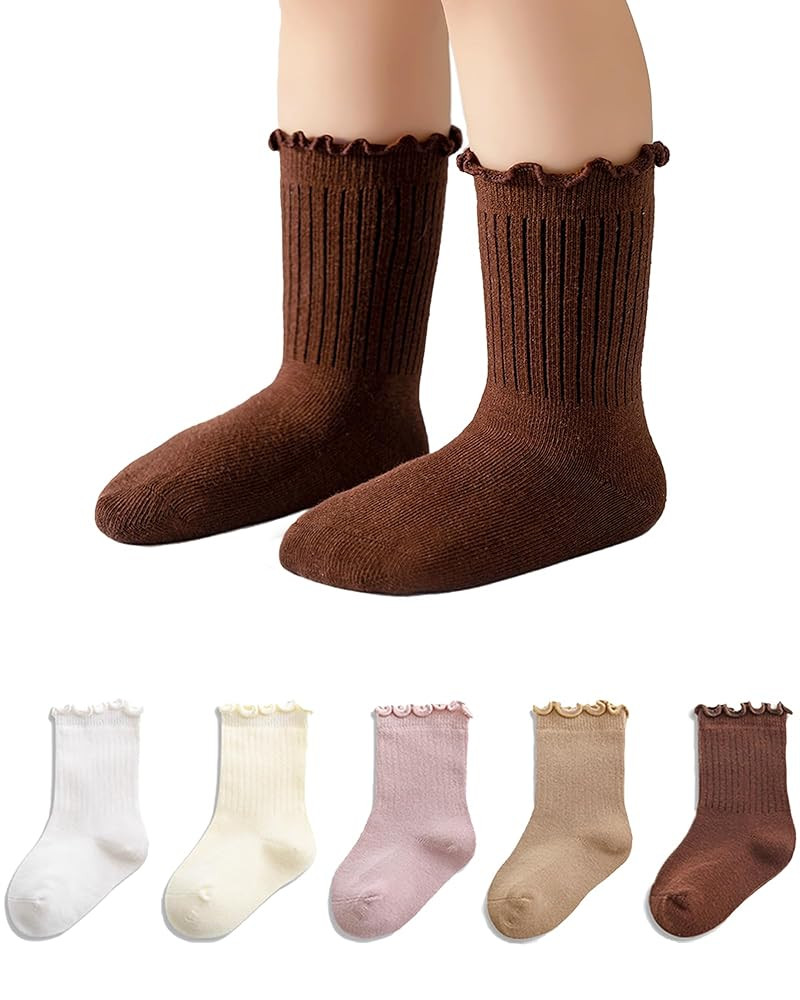 6M-5T Baby Toddler Little Girls Cute Ruffle Socks Cotton Toddler White Frilly Dress Kids Crew Soc... | Amazon (US)