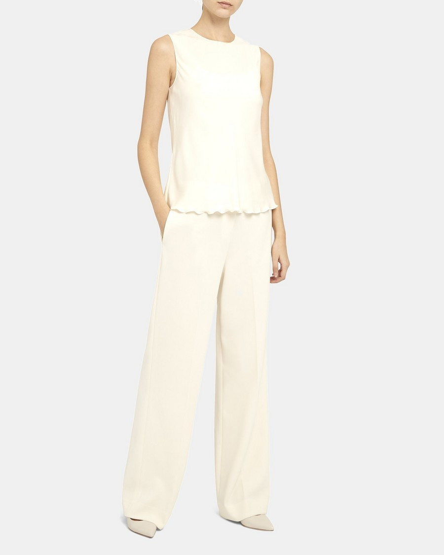 Wide Trouser in Crepe | Theory