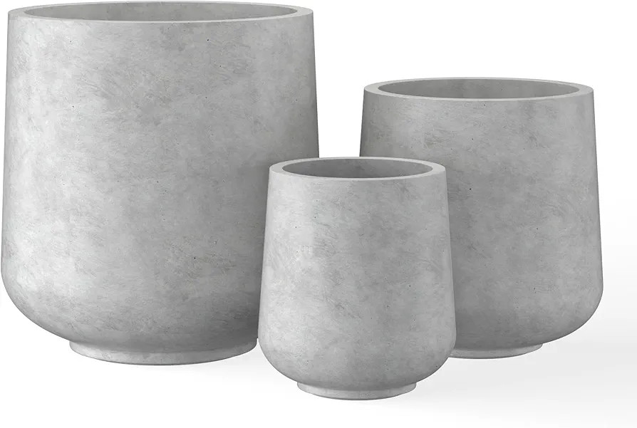 Kante 15.3"+11.6"+8.2" Dia Round Concrete Planter, Large Outdoor Indoor Planter Pots Containers w... | Amazon (US)