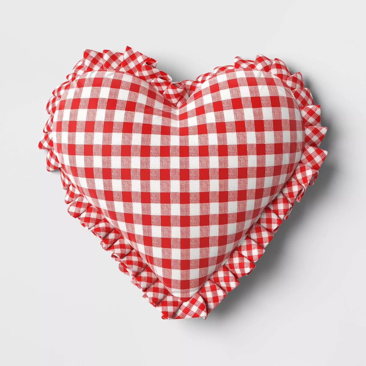 Shaped Woven Gingham Heart Throw Pillow with Ruffled Trim Red/Ivory - Threshold™ | Target