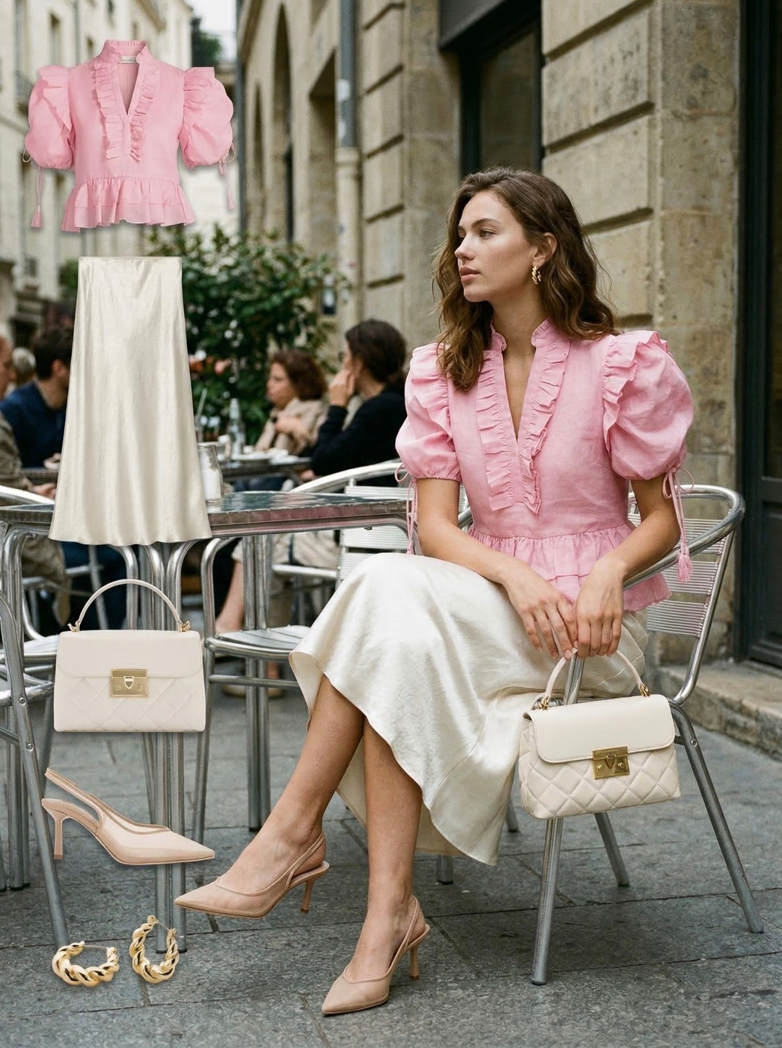 ✨ Soft Feminine Parisian Chic ✨

A romantic, feminine look with a modern Parisian feel. The ruffled blush pink blouse adds delicate texture and softness, perfectly paired with a silky ivory midi skirt for an elegant, flowing silhouette.

Nude slingback heels elongate the legs while keeping the look light and refined. The quilted cream handbag and gold accessories bring a polished, timeless finish that elevates the entire outfit.

🤍 Style Details:
• Ruffled blush blouse for a soft statement  
• Ivory satin midi skirt for fluid elegance  
• Nude slingback heels for a lengthening effect  
• Quilted cream handbag for a classic touch  
• Gold jewelry for a refined finish  

Everything linked and ready to shop ✨

#LTKootd #LTKChic #LTKStyle

#LTKgrwm #LTKootd #LTKFestival
