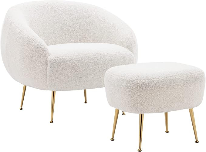 MONSTRUNO Modern Comfy Leisure Accent Chair, Teddy Short Plush Particle Velvet Armchair with Otto... | Amazon (US)