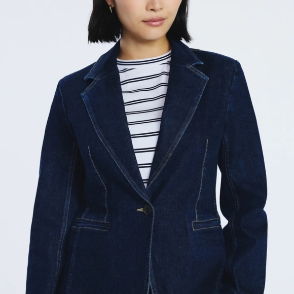 Tailored Dark Blue Denim Blazer for Women | Poshmark