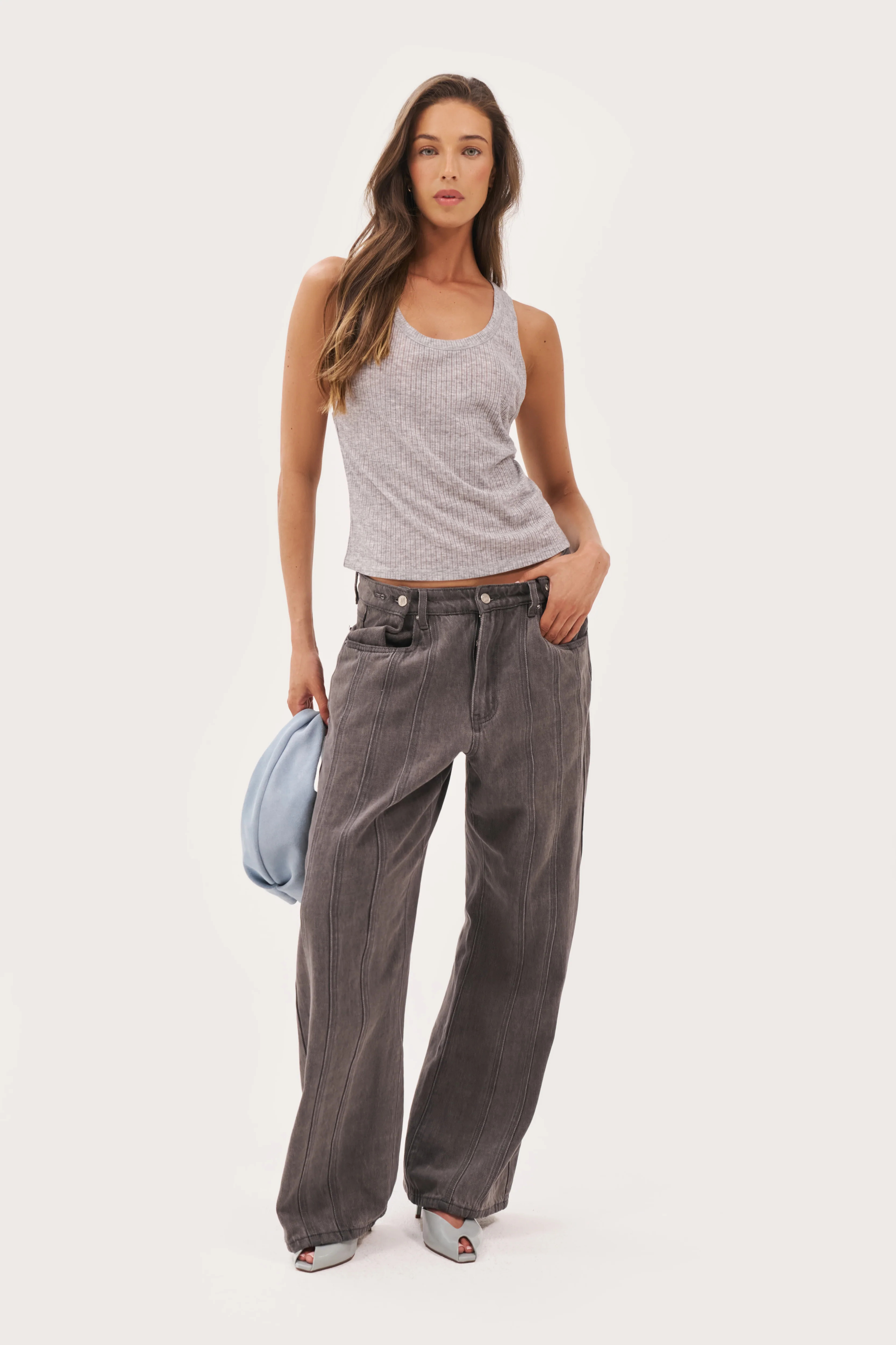 Semi Sheer Y Back Vest - Grey Marl | Maebe