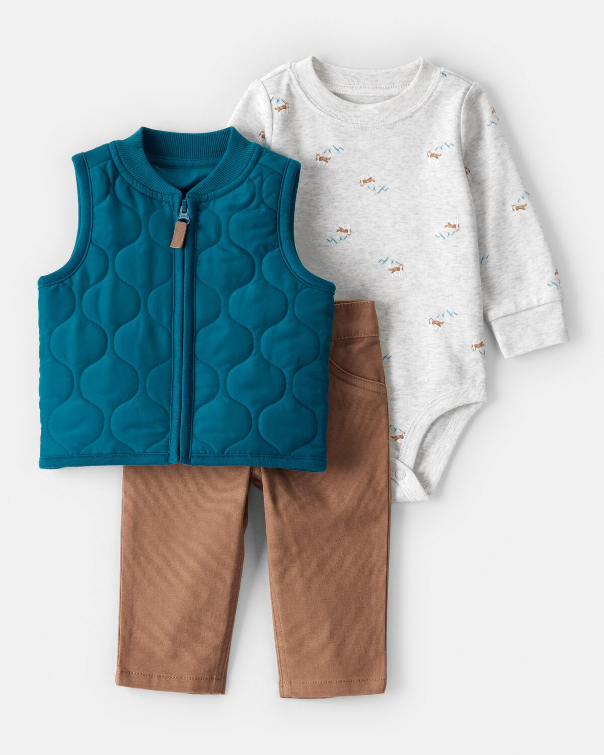 Baby Boy 3-Piece Quilted Vest Outfit Set | Carter's Inc
