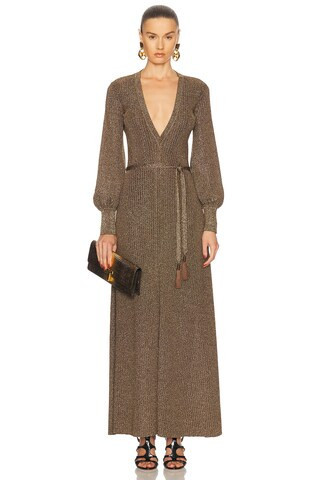 TOM FORD Vanise Long Dress in Metallic Gold | FWRD 