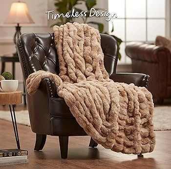 Chanasya Premium Ruched Faux Fur Throw Blanket - Luxurious, Soft Reversible Mink Blanket - 50" x ... | Amazon (US)