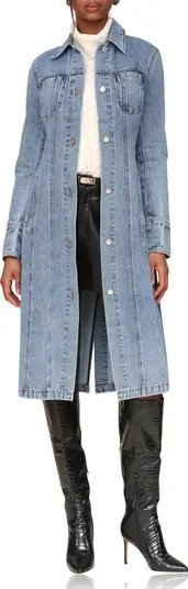 Avec Les Filles Fitted Long Denim Jacket | Nordstrom | Nordstrom