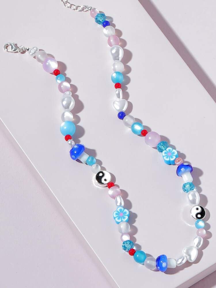 Yin & Yang Decor Beaded Necklace | SHEIN