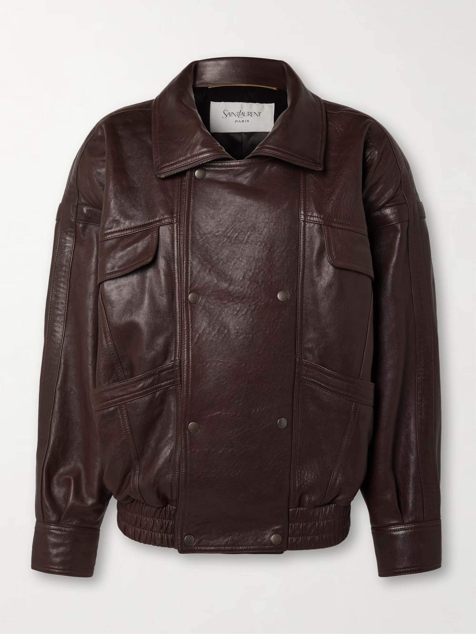 Oversized double-breasted paneled leather jacket | NET-A-PORTER (UK & EU)